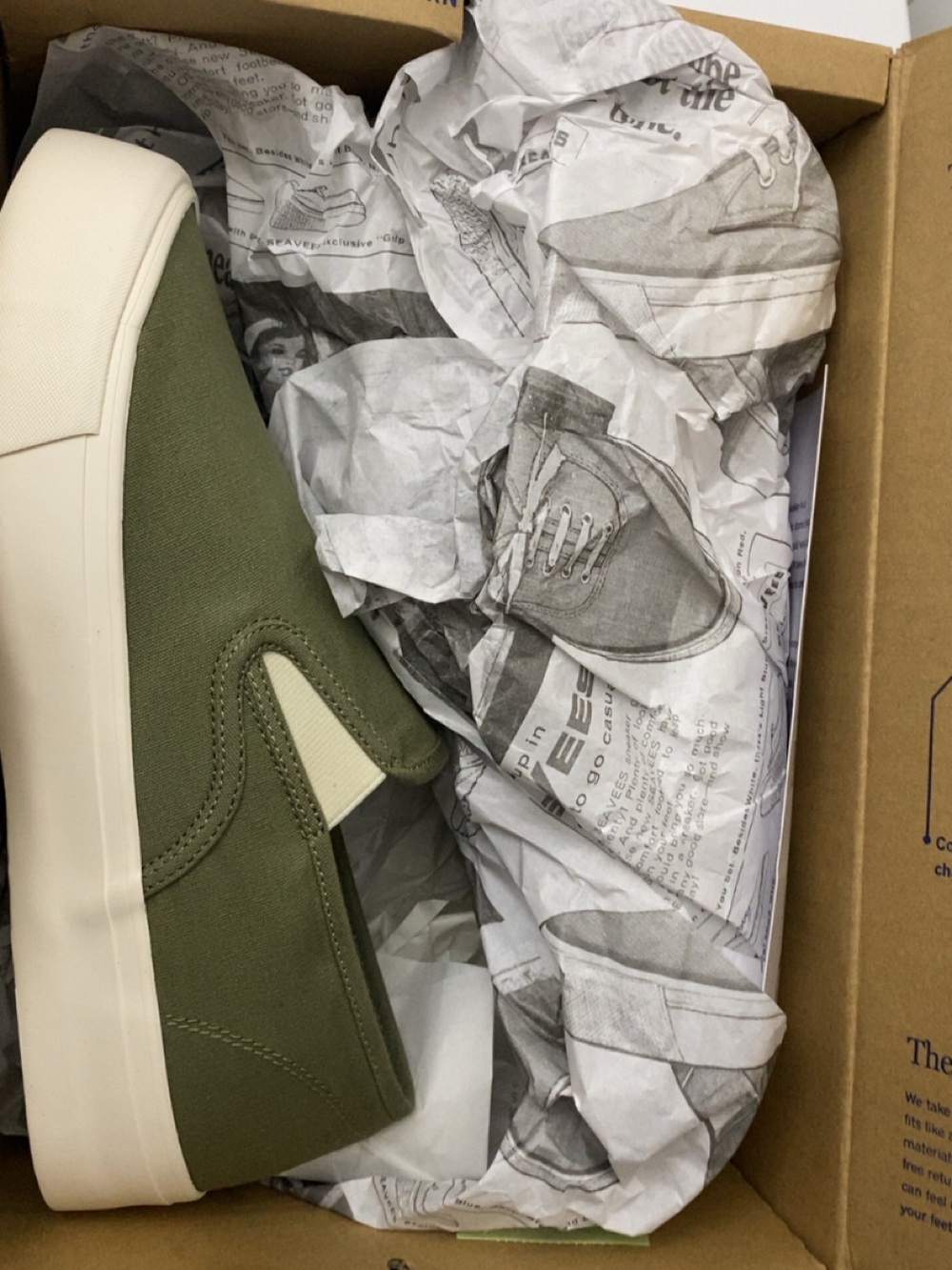 SeaVees Olive Green Canvas Slip-On Sneaker with Cream Accent